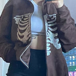 Y2K Rhinestone Skeleton Zip Up Oversized Sweatshirts 2021 Summer Goth Hoodies Women Grunge Hooded Jacket Streetwear Retro Clothe