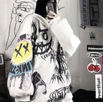 Gothic Cartoon Hip Hop Hoodies Women Japanese Funny Punk Oversize Hooded Sweatshirts Autumn Long Sleeve Female Hoodie Tops