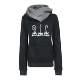 Hoodies Women Autumn Winter Fashion Cat Prined Long Sleeve Oversized Pullovers Sweatshirt Vintage Warm Hooded Tops Ropa Mujer