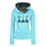 Hoodies Women Autumn Winter Fashion Cat Prined Long Sleeve Oversized Pullovers Sweatshirt Vintage Warm Hooded Tops Ropa Mujer