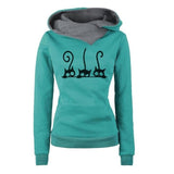 Hoodies Women Autumn Winter Fashion Cat Prined Long Sleeve Oversized Pullovers Sweatshirt Vintage Warm Hooded Tops Ropa Mujer
