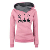 Hoodies Women Autumn Winter Fashion Cat Prined Long Sleeve Oversized Pullovers Sweatshirt Vintage Warm Hooded Tops Ropa Mujer