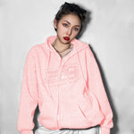 New Rhinestone Letter Print Women Long Sleeve Sweatshirt Hoodis Zipper Loose Oversized Streetwear Casual 2021 Autumn Spring