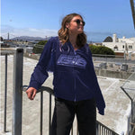 New Rhinestone Letter Print Women Long Sleeve Sweatshirt Hoodis Zipper Loose Oversized Streetwear Casual 2021 Autumn Spring