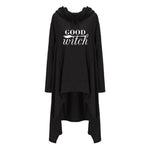 Women hoodies Long Irregular bad witch Tops Kawaii Femmes Sweatshirts Pattern Funny Cotton Cropped Oversize Hoodies dress