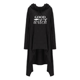 Women hoodies Long Irregular bad witch Tops Kawaii Femmes Sweatshirts Pattern Funny Cotton Cropped Oversize Hoodies dress