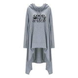 Women hoodies Long Irregular bad witch Tops Kawaii Femmes Sweatshirts Pattern Funny Cotton Cropped Oversize Hoodies dress