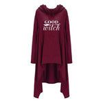 Women hoodies Long Irregular bad witch Tops Kawaii Femmes Sweatshirts Pattern Funny Cotton Cropped Oversize Hoodies dress