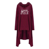 Women hoodies Long Irregular bad witch Tops Kawaii Femmes Sweatshirts Pattern Funny Cotton Cropped Oversize Hoodies dress