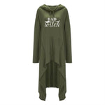 Women hoodies Long Irregular bad witch Tops Kawaii Femmes Sweatshirts Pattern Funny Cotton Cropped Oversize Hoodies dress