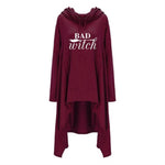 Women hoodies Long Irregular bad witch Tops Kawaii Femmes Sweatshirts Pattern Funny Cotton Cropped Oversize Hoodies dress