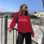 New Rhinestone Letter Print Women Long Sleeve Sweatshirt Hoodis Zipper Loose Oversized Streetwear Casual 2021 Autumn Spring