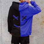 Men&#39;s Hoodie Sweatshirts Fashion Happy Smile Print Patchwork Hooded Sweatshirts Men Woman Hip Hop Pullovers Couple Streetwear