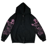 Y2K Rhinestone Skeleton Zip Up Oversized Sweatshirts 2021 Summer Goth Hoodies Women Grunge Hooded Jacket Streetwear Retro Clothe
