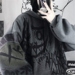 Gothic Cartoon Hip Hop Hoodies Women Japanese Funny Punk Oversize Hooded Sweatshirts Autumn Long Sleeve Female Hoodie Tops