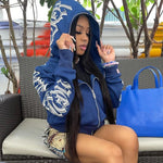 ANJAMANOR Letter Printed Zip Up Hoodie Streetwear Women Cyber Y2k Jackets Cardigan Gothic Punk Clothes Sweatshirts D85-DB45